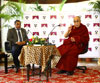 The Dalai Lama addressing a press conference