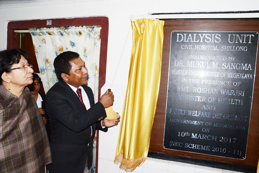 Meghalaya Chief Minister, Dr. Mukul Sangma inaugurating the Dialysis Unit at Civil Hospital