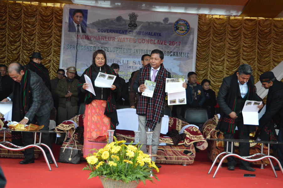 Chief Minister, Dr Mukul M Sangma releasing a Booklet during the inauguration of Mawphanlur Water Conclave at Mawphanlur