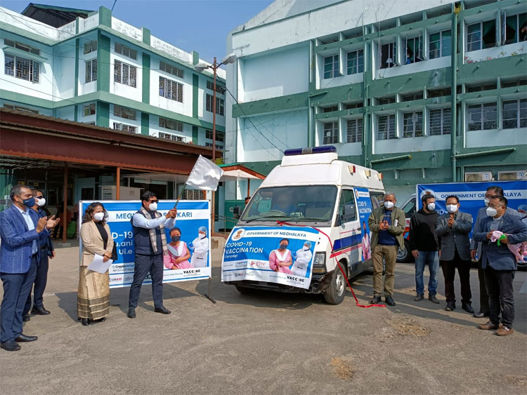 Megh Chief Minister, Conrad K Sangma flagging off the Mobile Vaccine Units atTura Civil Hospital on 12.2.2022