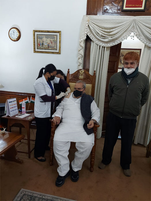 Governor of Meghalaya, Shri Satya Pal Malik received a booster dose of Covidshield at a vaccination camp organized at Raj Bhavan on 15th January 2022