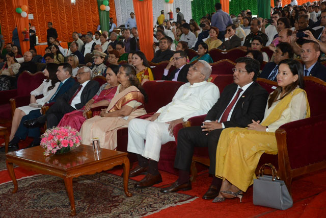 Governor, Shri Tathagata Roy and Chief Minister, Shri Conrad K Sangma during the 'At Home' reception hosted by the Governor at Raj Bhawan on 15th Aug, 2019