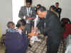  Meghalaya CM, Dr D D Lapang handing over a cheque to one of the beneficiaries of the National Family Benefit scheme at Nongpoh on February 22, 2010