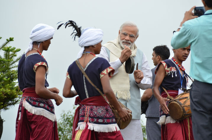  Prime Minister Narendra Modi interacting with cultural troupes