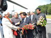 Meghalaya Chief Minister Dr. Mukul Sangma receiving the Vice President of India Dr. M. Hamid Ansari at ALG Upper Shillong 