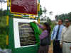 Meghalaya Tourism Minister, Mrs D C Marak unveiling the plaque to mark the inauguration of the Mattilang Amusement Park at Laitmynsaw, Upper Shillong on June 4, 2005