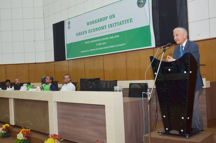 Chief Secretary, Shri KS Kropha addressing the gathering during the inaugural session of the Workshop on green economy initiatives