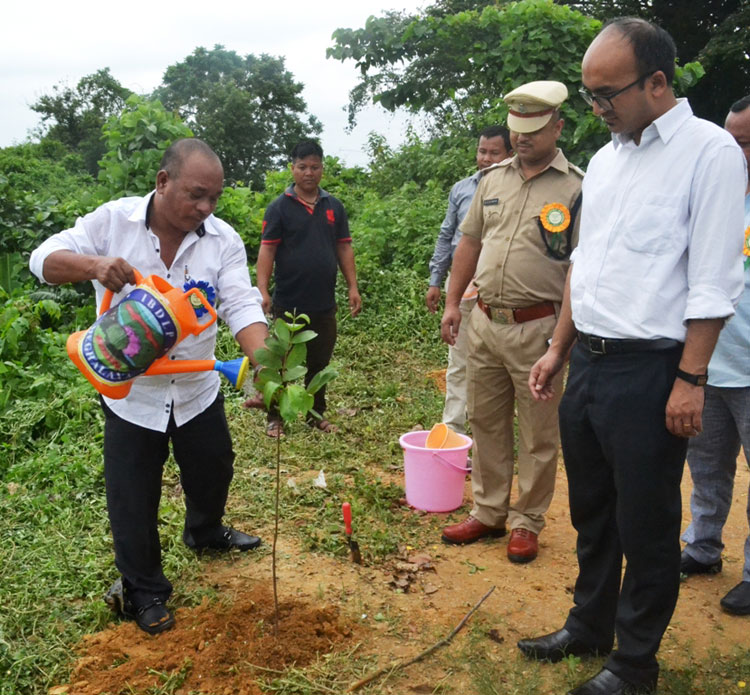 Govt. Chief Whip Shri.W. D Sangma plants tree saplings at Ampati circuit house premises as part of World Environment Day celebration on 5th June 2017