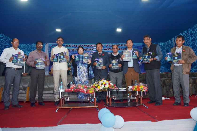 Smti R. Warjri alongwith government officials releasing the Training Manual during the Aqua Fest
