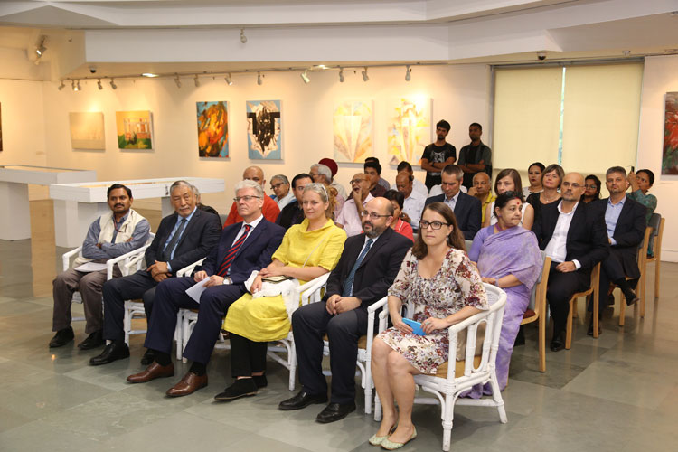 Participants on the opening day of the International Art Exhibition “Abode of Clouds” held at India International Centre, New Delhi on 08-06-2018