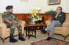Meghalaya Governor Mr. R.S. Mooshahary meeting with the designated Army Chief Lt. General V.K. Singh, PVSM, AVSM, VSM, ADC, GOC-in-C, Eastern Command on March 10, 2010 at Raj Bhawan