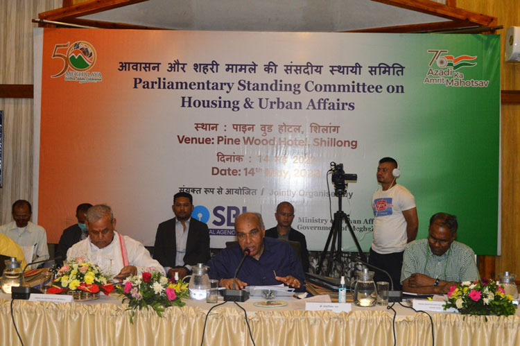 Parliamentary Standing Committee on Housing & Urban Affairs holding a meeting with the State Government officials at Hotel Pinewood during their visit to Shillong on 14th May, 2022