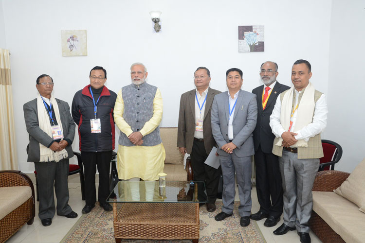 Prime Minister of India, Shri Narendra Modi meeting the KJP Church leaders at ALG, Upper Shillong during his visit to Shillong on 16-12-2017