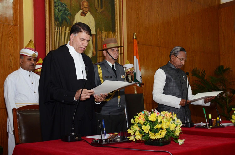 Hon’ble Mr. Justice Mohammad Yaqoob Mir, being sworn in as the Chief Justice of the High Court of Meghalaya at Raj Bhavan