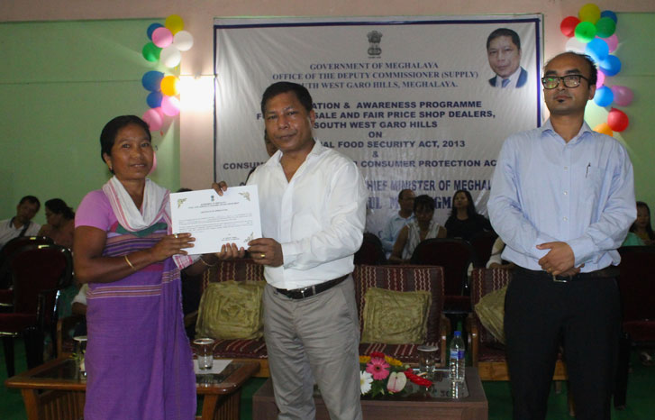 CM Dr. Mukul Sangma during a felicitation programme for wholesellers and FPS dealers at Ampati on 21-06-2017