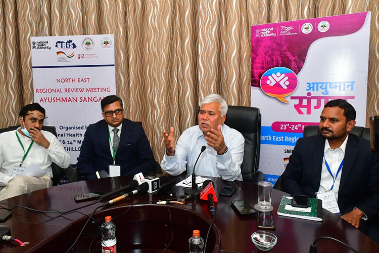 Dr. R.S. Sharma, CEO National Health Authority addressing the Press Conference at the State Convention Centre, Shillong on 23rd May, 2022