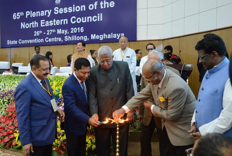 Lighting of inaugural lamp on the first day of 65th NEC Plenary Session at the State Convention Centre in the city