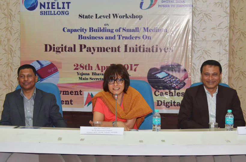 IT Minister, Dr. M A Lyngdoh addressing the digital payment initiatives workshop at Yojana Bhavan, Shillong